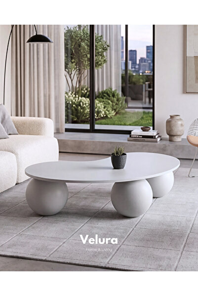 Velura Home Modern Orta Sehpa & Küre-top Sehpa & Fasülye Ahşap Sehpa & Pinter...