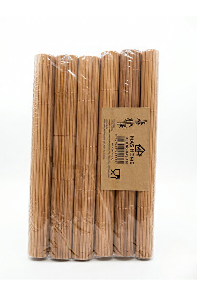 AiroBazar 6-Piece Natural Bamboo American Placemat Set - Washable Placemats