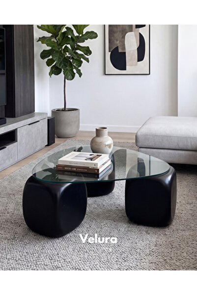 Velura Home & Living Modern Orta Sehpa & Küre Sehpa & Top Sehpa & Şeffaf Üçge...
