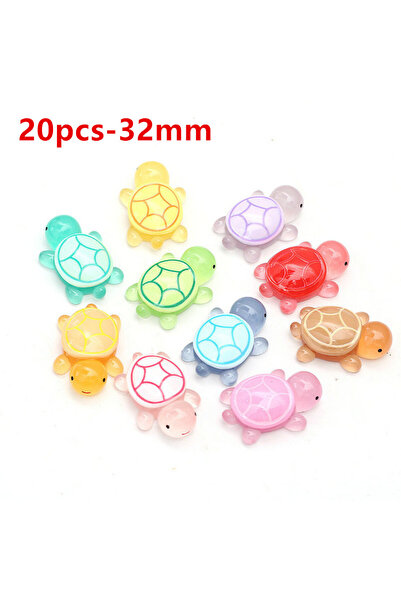choice2 32mm-20pcs-mixed Glow in The Dark Mini Resin Sea Turtles Figurines Lu...