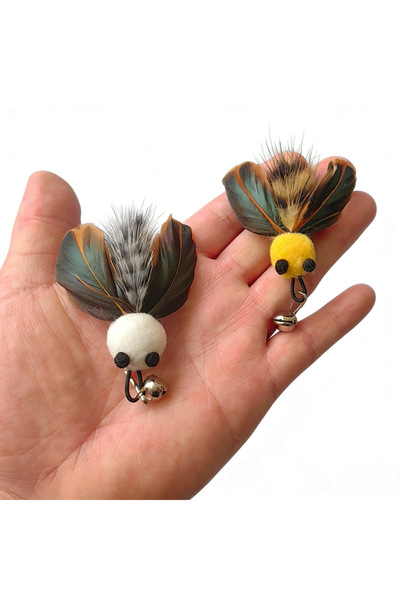 Choice 2pcs 2pcs Plush Little Bee Feathers Imitating Insect Cat Toy Cat Toy T...