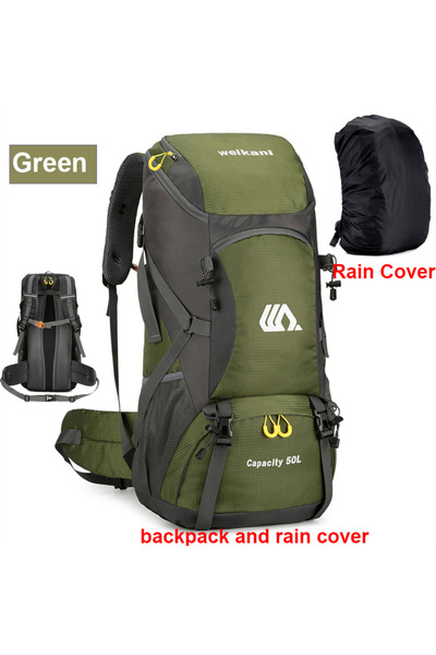 Choice Green cover set 50L Travel Backpack Camping Men Large Hiking Bag Touri...
