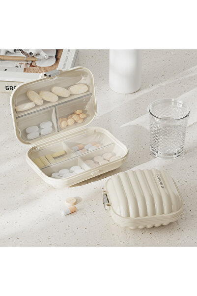 Choice S Cream white Portable Mini Pill Box, Outdoor Travel Pocket-sized Comp...