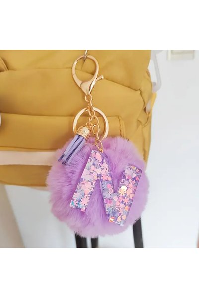 Choice N Adorable Glitter Initial Keychain Sparkling Resin Alphabet Pendant w...