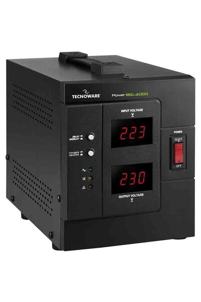 Tecnoware Σταθεροποιητής τάσης 2000 VA / 1600 W 2× Σούκο ρύθμιση ±6% Μαύρο