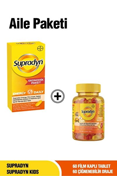 Supradyn Aile Paketi: Daily Ekonomik Paket Ve Kids Multivitamin Seti - 60 Fil...