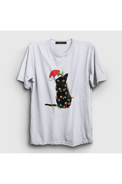 Presmono Unisex bela svetla Cat mačka Nova godina T-shirt 364350tt