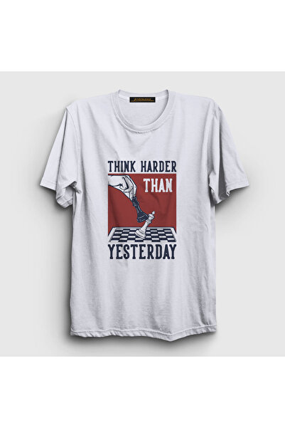 Presmono Unisex White Think Harder Chess Chess T-shirt341720tt