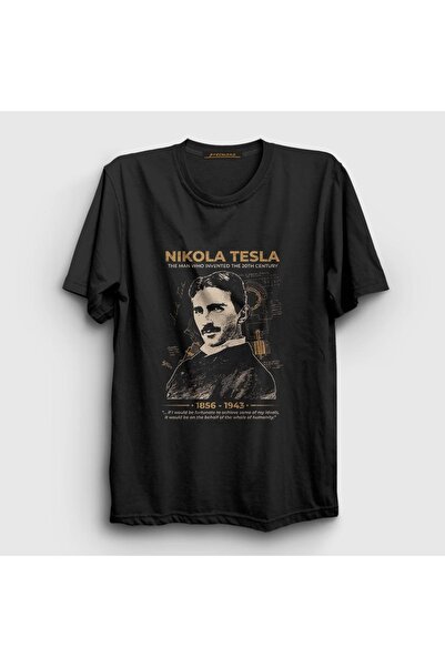 Presmono Unisex crni naučnik i pronalazač Nikola Tesla T-shirt 335063tt