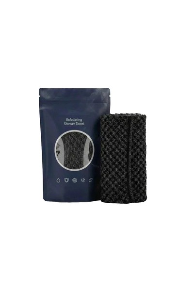 Choice3 1pc Exfoliating Bath Towel Nylon Deep Cleansing Black Check Body Scru...