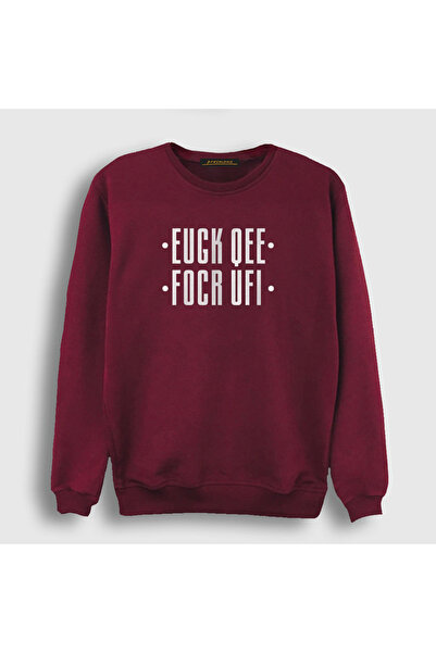 Presmono Hanorac unisex roșu Claret „Fuck Off” cu text pliat -342820tt