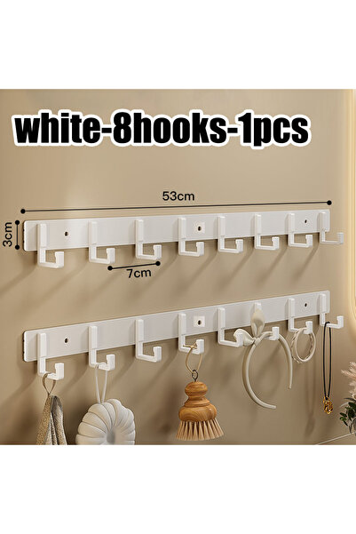 Choice white-8hook Kitchen Space Aluminum Punch-Free Hooks Are Easy to Instal...