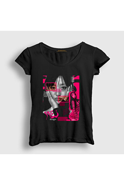 Presmono Women's Black Poster Yves K-Pop Loona T-Shirt 598697Tt