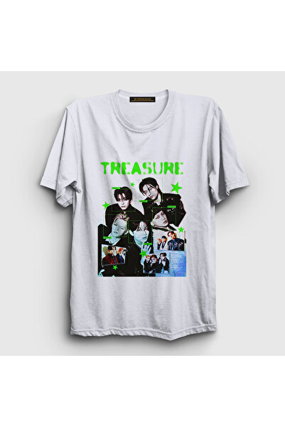 Presmono Unisex White Poster K Pop Treasure T-Shirt 603883Tt
