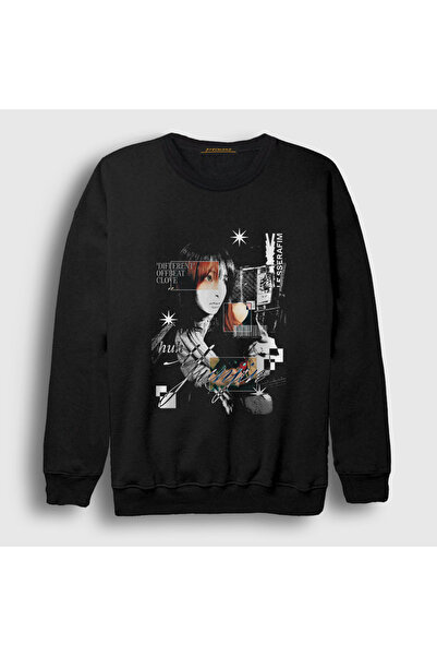 Presmono Unisex Black Huh Yunjin Different Le Sserafim Sweatshirt 597458Tt