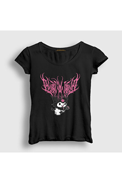 Presmono Women's Black Metal Music Kurami Kuromi T-Shirt 567927Tt