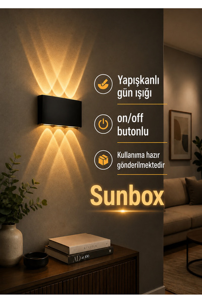 Sunbox Pilli Yapışkanlı Günışığı LED Duvar Aplik – Kablosuz Modern Aydınlatma...