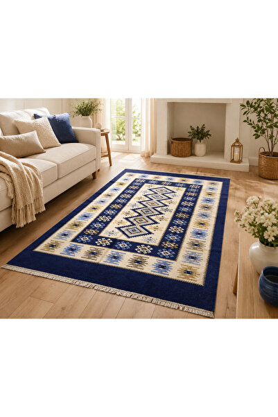 Horecahome Covor tradițional, dimensiune 120 x 180 cm albastru și crem, model...
