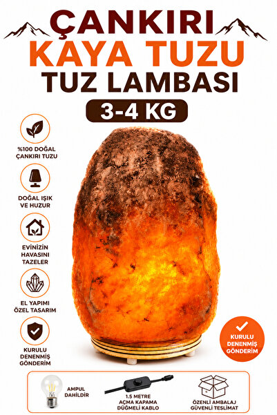 ANADOLU HASAT Çankırı Kristal Kaya Tuzu Tuz lambası 3-4KG