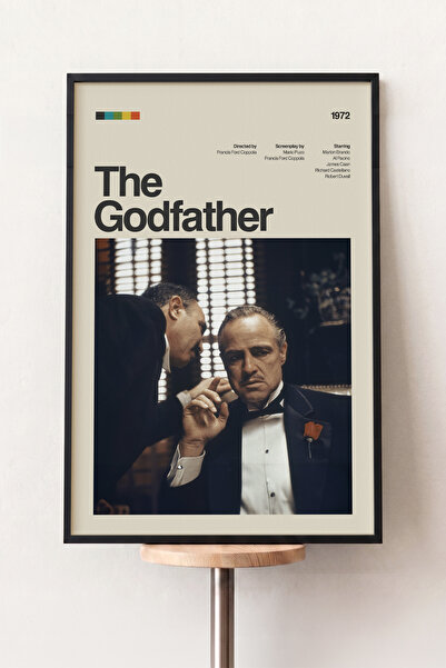 Pena Tablo The Godfather Siyah Çerçeveli Retro Film Posteri