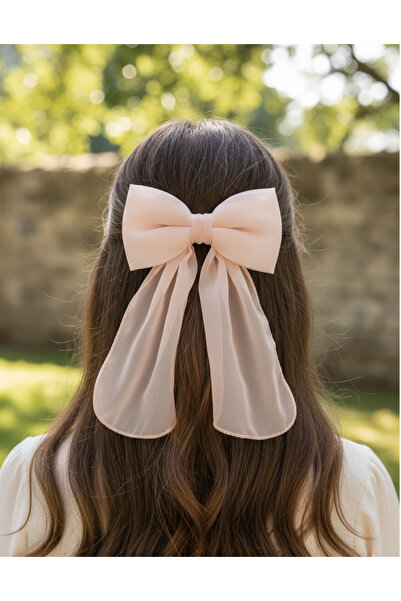JZ MODA Pink Oversized Tailored Chiffon Bow Automatic Buckle