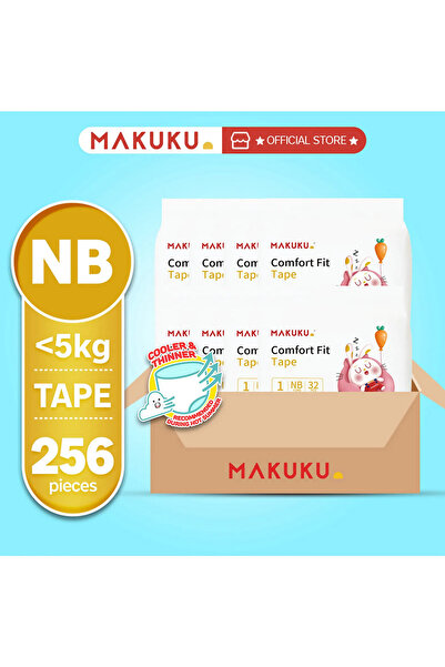 MAKUKU Comfort Fit Tape Diapers - Size 1 (0-5kg) | 0-2 months | 256 Pieces