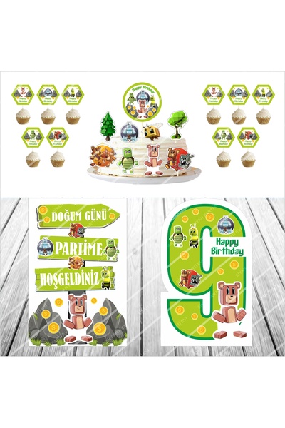 SİYAH PARTİ EVİ 9 Yaş Süper Bear Adventure Doğum Günü Parti Seti