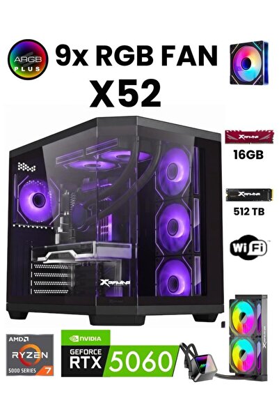 XGAMING X52 Ryzen 7 5700X 16GB 512GB M.2 SSD 8GB RTX5060 Sıvı Soğutmalı Oyunc...