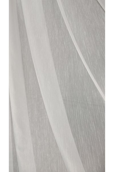 Yuka Linen Folded Natural Tulle Curtain Heavy Weight 1/2 Seyrek Pile Wrinkle-Free No Ironing Needed Living Room Curtain