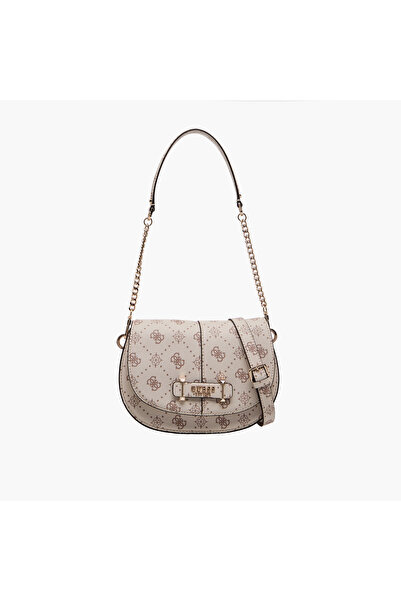 Guess حقيبة كروس بودي بطبعة مونوغرام من كاري مع حزام قابل للفصل