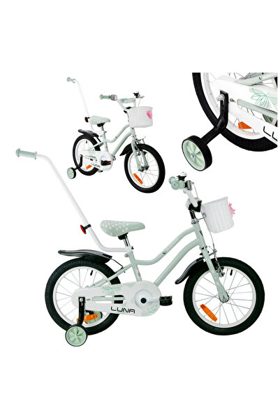 Miravo Bicicletă pentru copii de 16 inch pentru fete, cu coș și mâner de împi...
