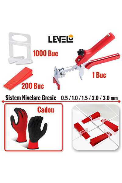 Levelo Set 1201: 1000 Clipsuri Rost 1 mm +200 Pene+1 Cleste + Set Manusi