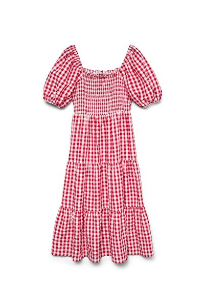 Veromoda Curve Gesmoktes Kleid VMCCARRIE Langes Kleid