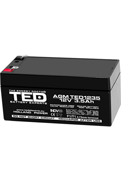 TED Electric Acumulator Stationar AGM VRLA Etans 12V 3.5A F1 T1, Dimensiuni 1...