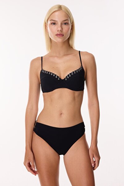 AYYILDIZ 4511 Siyah Gümüş Balkonet Bikini Takımı