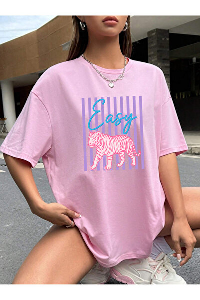 SUNFREE Καλοκαιρινό μπλουζάκι EASY με στάμπα, υπερμεγέθη, κοντομάνικο, με λαι...