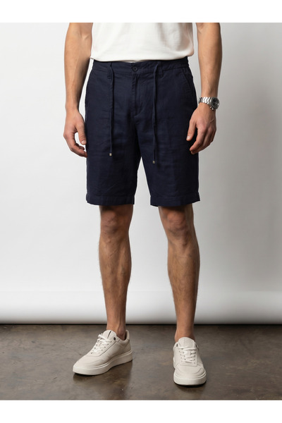 BASEL.CO Άνετο βασικό λινό σορτς με ελαστική μέση