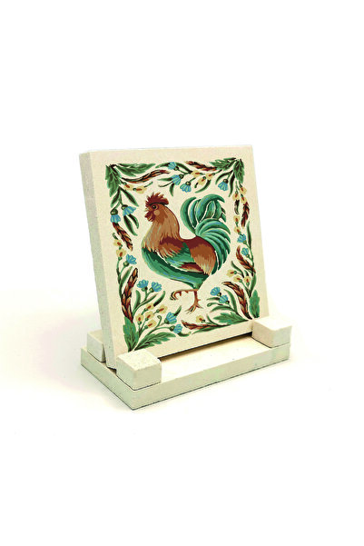 Sadrazam Πέτρινη βάση γραφείου με σχέδιο κόκορα 10x10 KRG-159