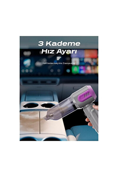 pukotech 7800 mAh Güçlendirilmiş Pil 17000pa Güçlü Portatif Vakumlu Kablosuz Üflemeli Mini Araç Süpürgesi