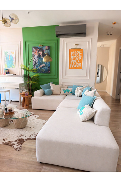 S Home Design Concept Molly 4 Modül Köşe Koltuk Dinlenme Puflu Yönsüz Kadife,...
