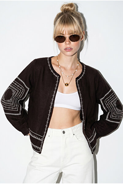 Bianco Lucci Γυναικείο κέντημα με λεπτομέρειες καλοκαιρινό μουσελίνα μπουφάν ...