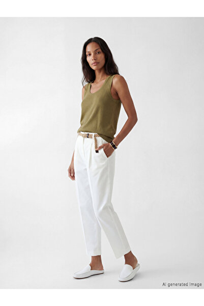 LC Waikiki Belted Linen-Look Women's Trousers