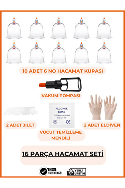 HVM 16 Parça Hacamat Kupası Seti, Vakumlu Masaj Seti