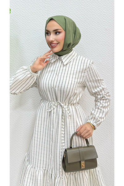 Moda Gazel çizgili fırfırlı gölmek
