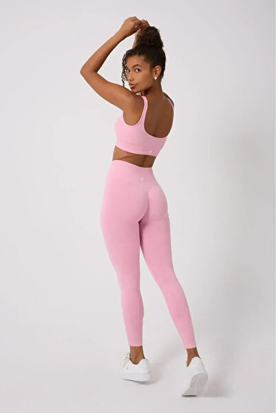 Wooster Kadın Pembe Dikişsiz Push Up Toparlayıcı Yüksek Bel Spor Tayt