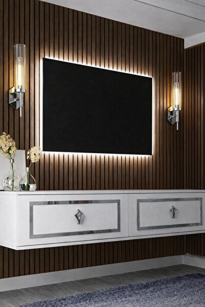 DEMONTE DECOR TV1411DD-TWİND-32 TV SEHPASI BEYAZ-GÜMÜŞ