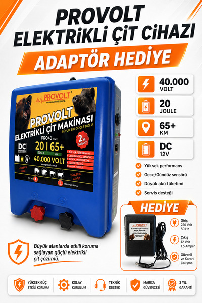 Elektrikli Çit Cihazı 40000 Volt Adaptör HEDİYE