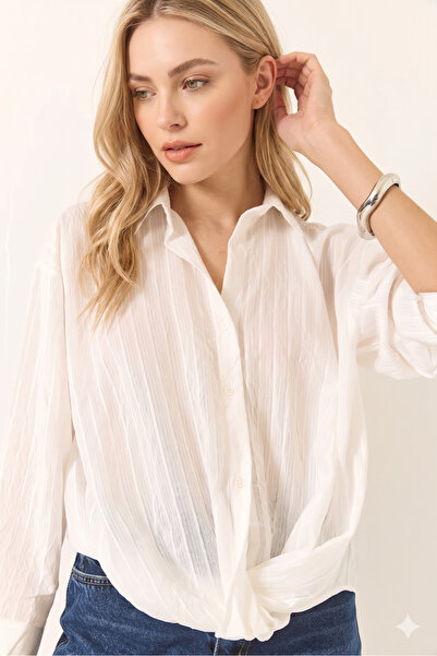 BORCKA TEKSTİL Βαμβακερό πουκάμισο με λεπτομέρεια από κορδόνι και λεπτομέρεια...