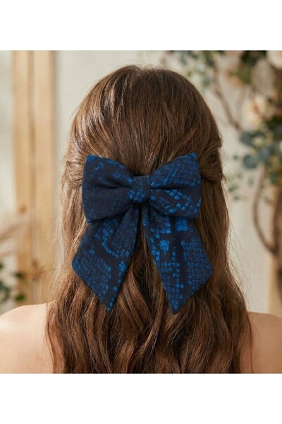 JZ MODA Navy Blue Snakeskin Patterned Automatic Clip Ribbon Buckle - Exotic S...