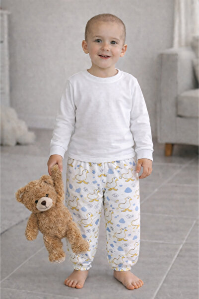 MODABOX Erkek Çocuk Pijama Altı %100 Pamuk Penye Lastikli Ve Paça Manşetli Ra...